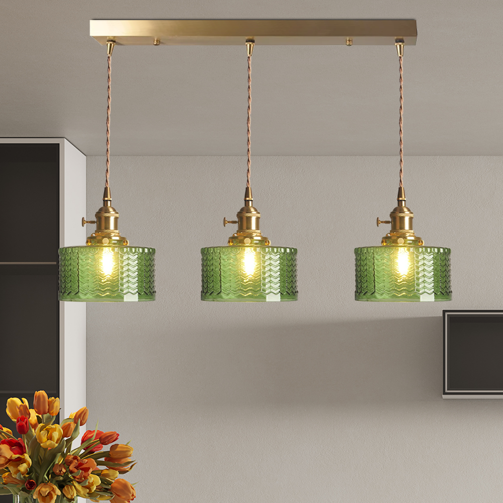 Variant image for Vintage Cylinder Glass Pendant Light for Kitchen and Dining – Elegant Hanging Light Fixture-5