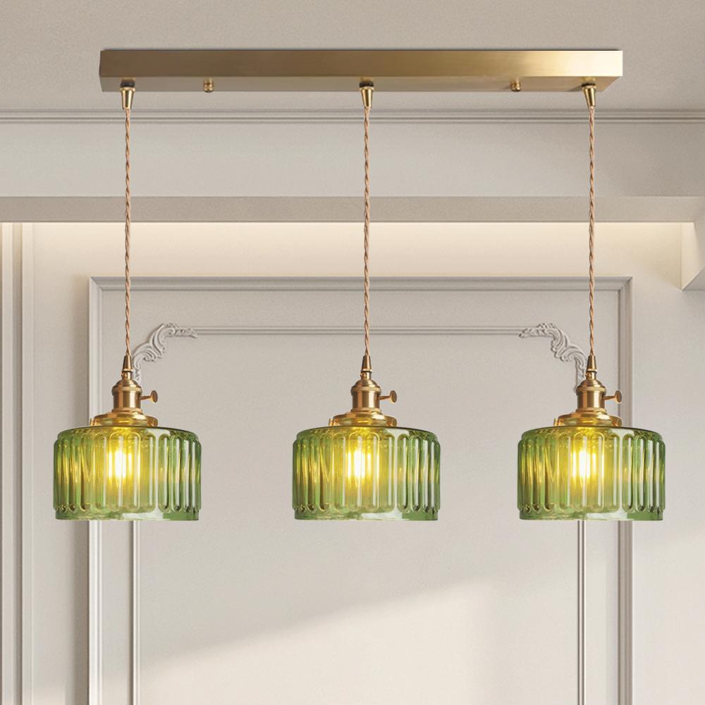 Variant image for Vintage Cylinder Glass Pendant Light for Kitchen and Dining – Elegant Hanging Light Fixture-2