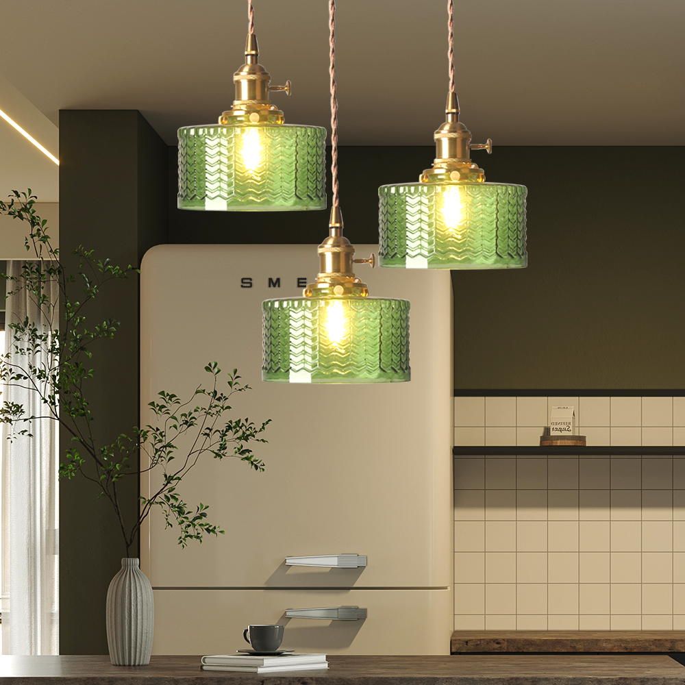 Variant image for Vintage Cylinder Glass Pendant Light for Kitchen and Dining – Elegant Hanging Light Fixture-6