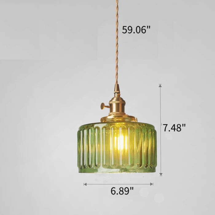 Vintage Cylinder Glass Pendant Light for Kitchen and Dining – Elegant Hanging Light Fixture-4