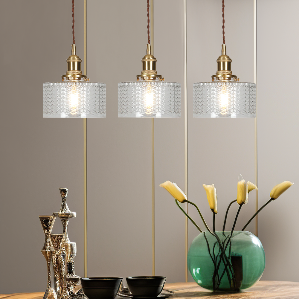 Variant image for Vintage Cylinder Glass Pendant Light for Kitchen and Dining – Elegant Hanging Light Fixture-11