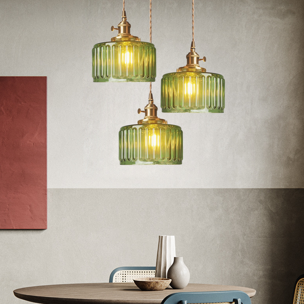 Variant image for Vintage Cylinder Glass Pendant Light for Kitchen and Dining – Elegant Hanging Light Fixture-3
