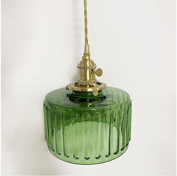 Vintage Cylinder Glass Pendant Light for Kitchen and Dining – Elegant Hanging Light Fixture-3