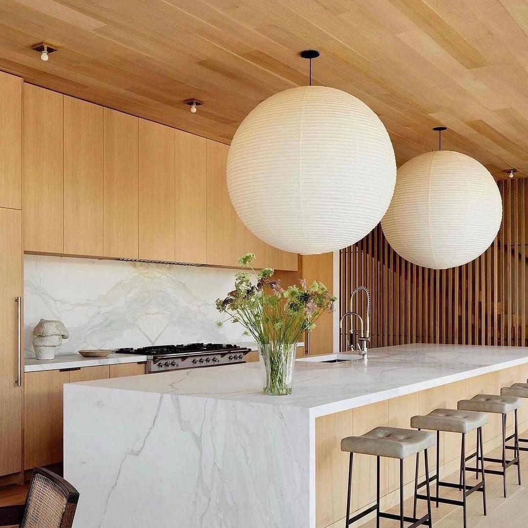 Contemporary Japanese Pendant Lamp with Paper Shade – Adjustable Kitchen Pendant Lighting in Multiple Sizes-6