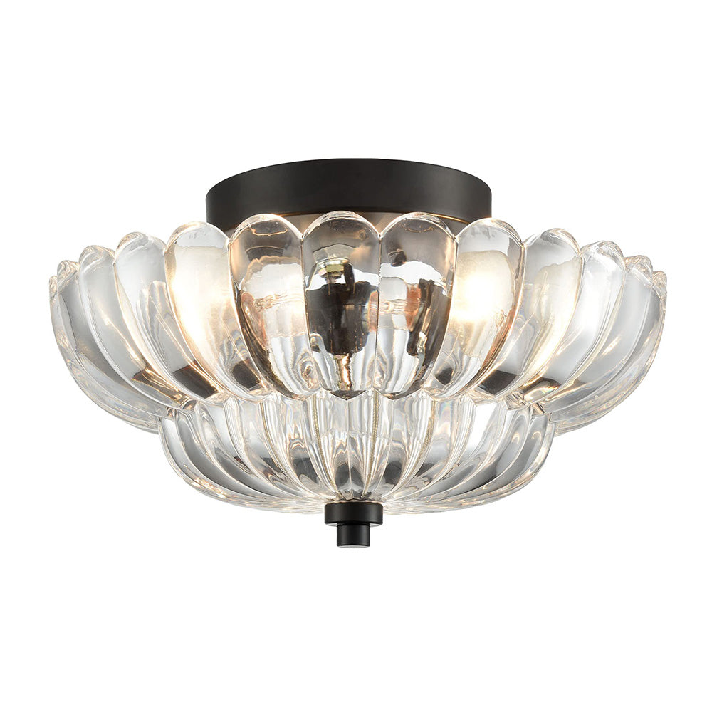 Variant image for Vintage Amber Glass Semi-Flush Ceiling Light Fixture – Elegant Design for Living Rooms, Kitchens, and Dining Areas-2