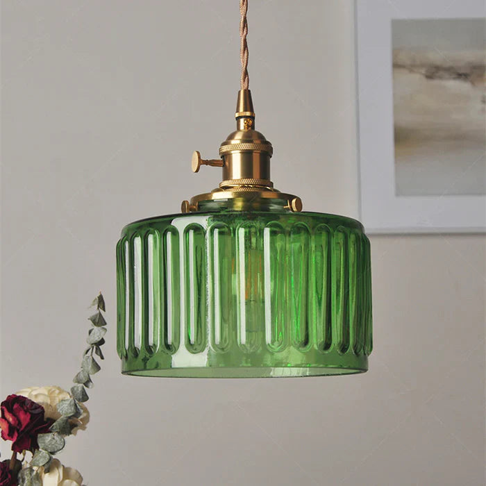 Vintage Cylinder Glass Pendant Light for Kitchen and Dining – Elegant Hanging Light Fixture-1