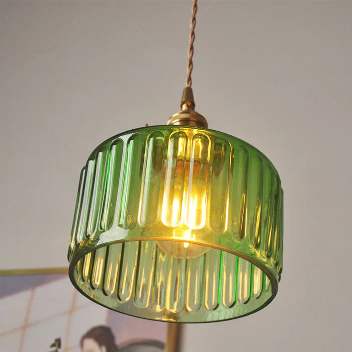 Vintage Cylinder Glass Pendant Light for Kitchen and Dining – Elegant Hanging Light Fixture-2