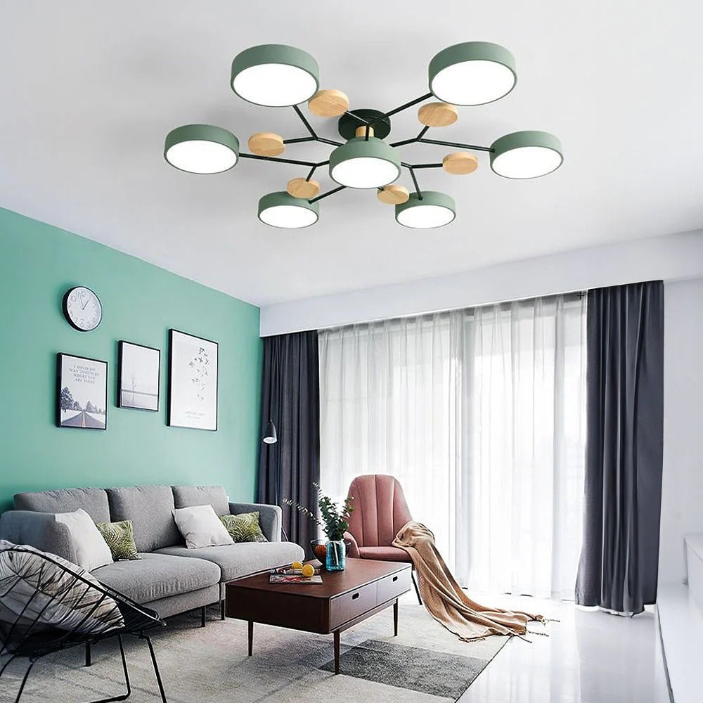 Modern Round Iron LED Chandelier Light – Energy-Efficient Dining Room Fixture with Industrial Design-2
