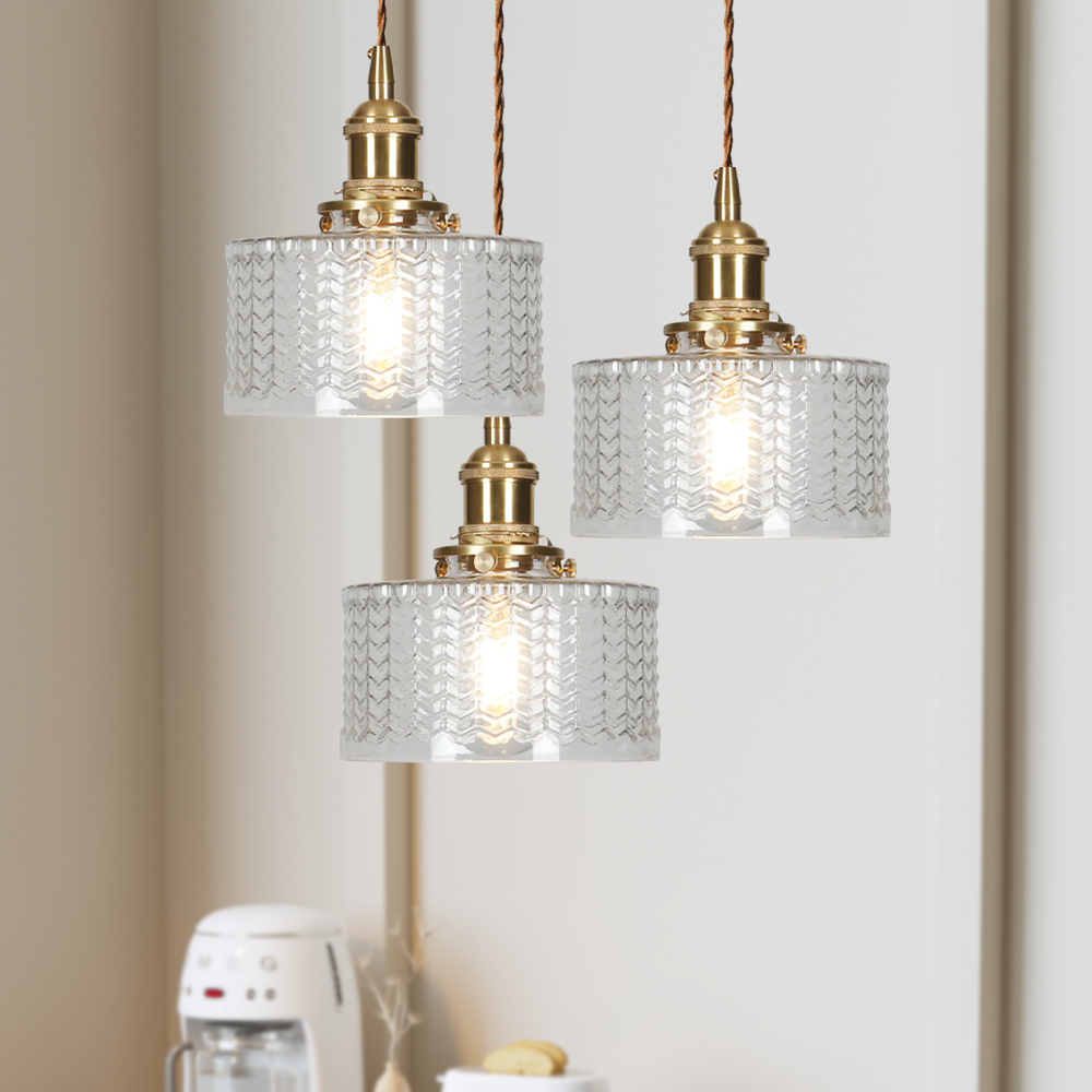Variant image for Vintage Cylinder Glass Pendant Light for Kitchen and Dining – Elegant Hanging Light Fixture-12