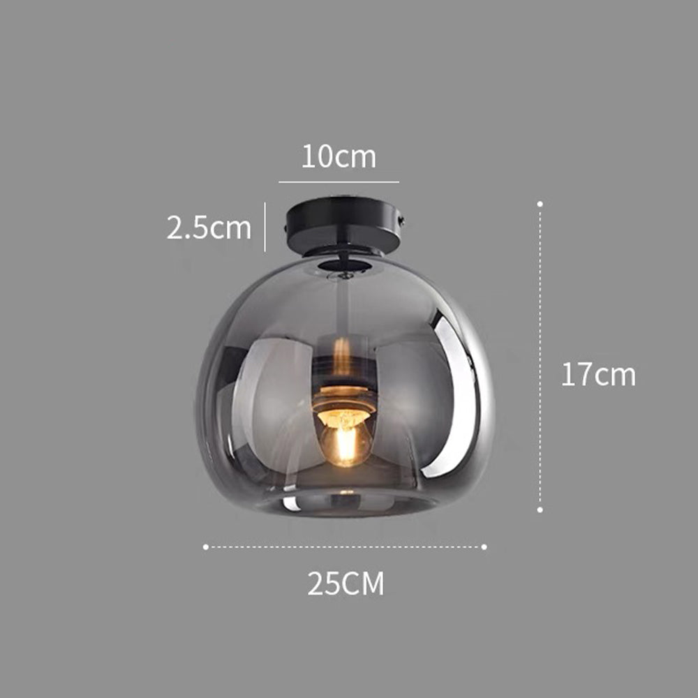 Modern Flush Mount Ceiling Light Fixture with Copper Glass Shade – E27 Bulb Base for Hallway and Living Room-3