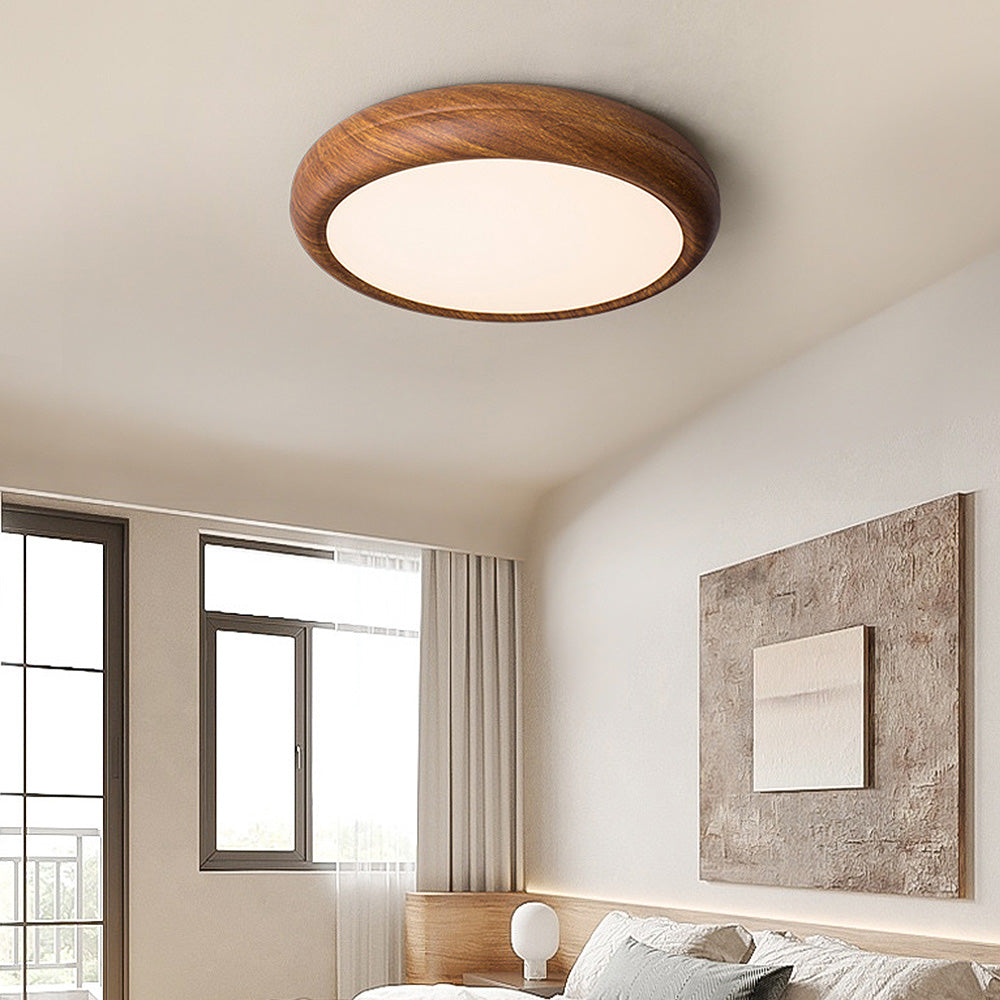 Scandinavian LED Flush Mount Ceiling Light with Natural Wood Finish – Modern Ceiling Lamp for Living Room, Dining Room, Bedroom-1