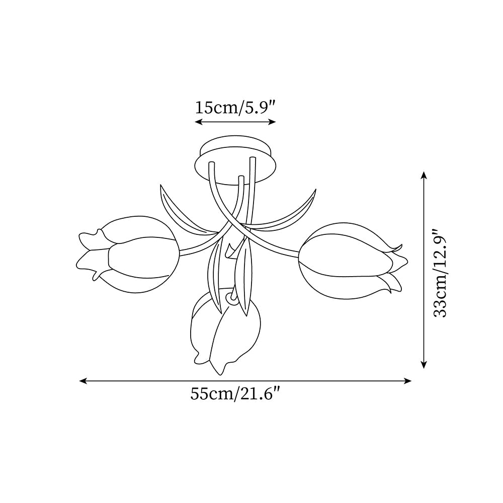 Flush Mount Ceiling Light Fixture, Cream Lily Flower Design, 3/9/12 Heads, Damp Rated for Indoor/Outdoor Use-6