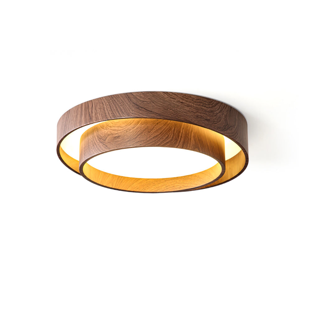Contemporary Walnut Flush Mount Ceiling Light Fixture with Integrated LED – Dimmable Options, 40cm and 50cm Sizes-2