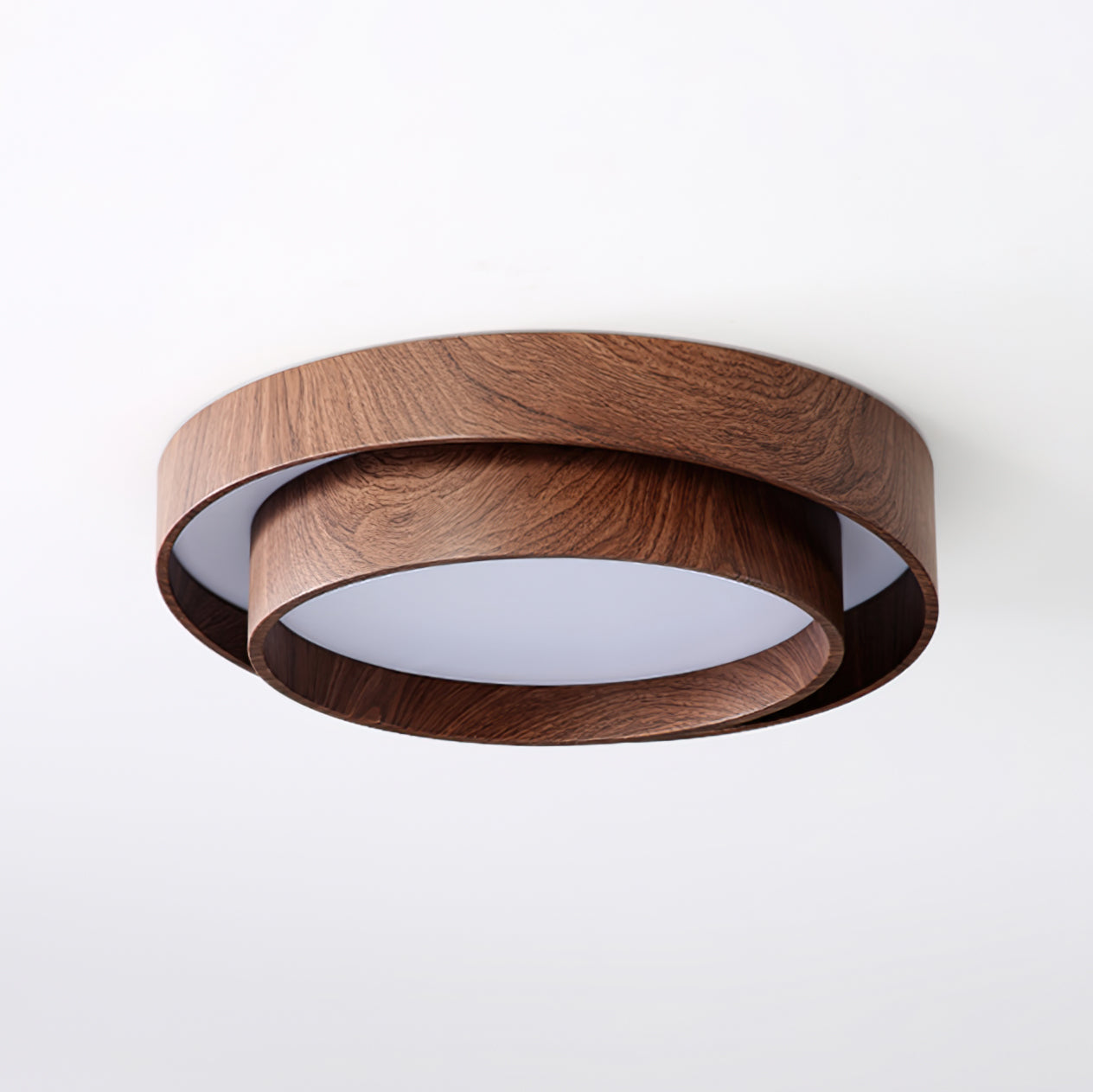 Contemporary Walnut Flush Mount Ceiling Light Fixture with Integrated LED – Dimmable Options, 40cm and 50cm Sizes-3