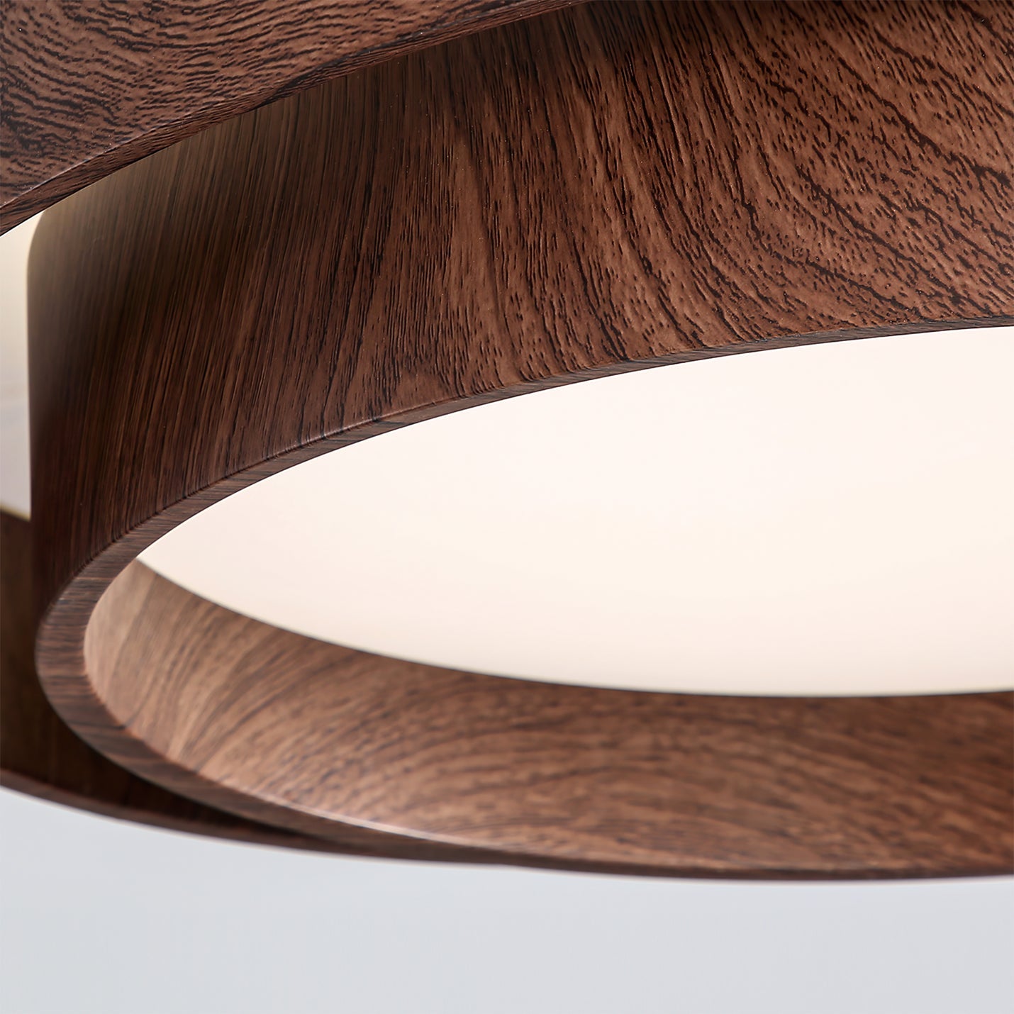 Contemporary Walnut Flush Mount Ceiling Light Fixture with Integrated LED – Dimmable Options, 40cm and 50cm Sizes-4