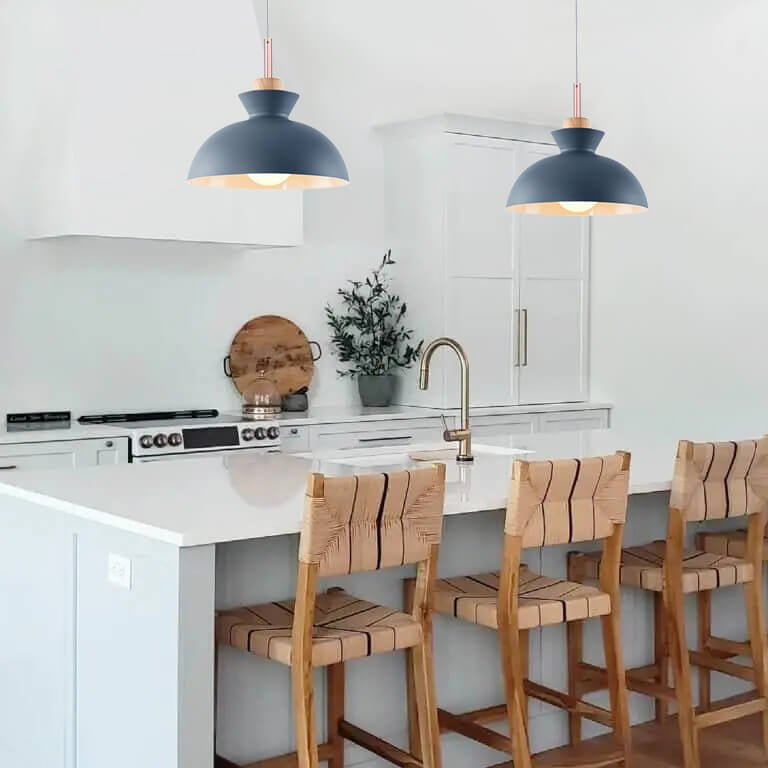 Modern Metal Pendant Light for Kitchen Island – Adjustable Dome Shade, Dimmable E27 Bulb, Various Colors-1