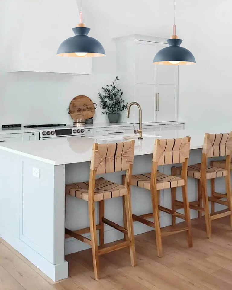 Modern Metal Pendant Light for Kitchen Island – Adjustable Dome Shade, Dimmable E27 Bulb, Various Colors-5